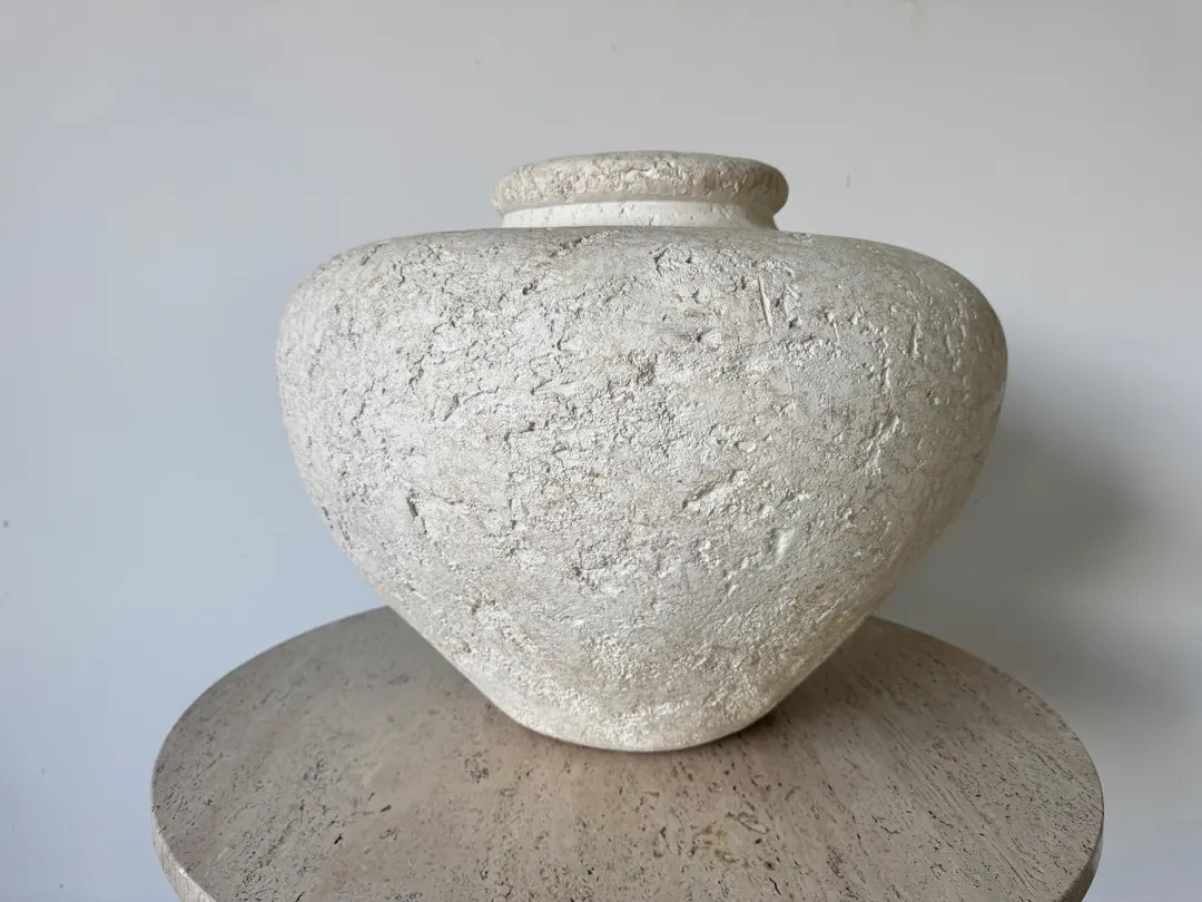 1980s Postmodern Organic Textured White Plaster Vase | Etsy (US)