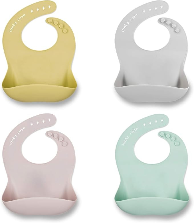 Simka Rose Silicone Bibs for Babies & Toddlers Soft Silicone Baby Bib for Girls&Boys Adjustable S... | Amazon (US)