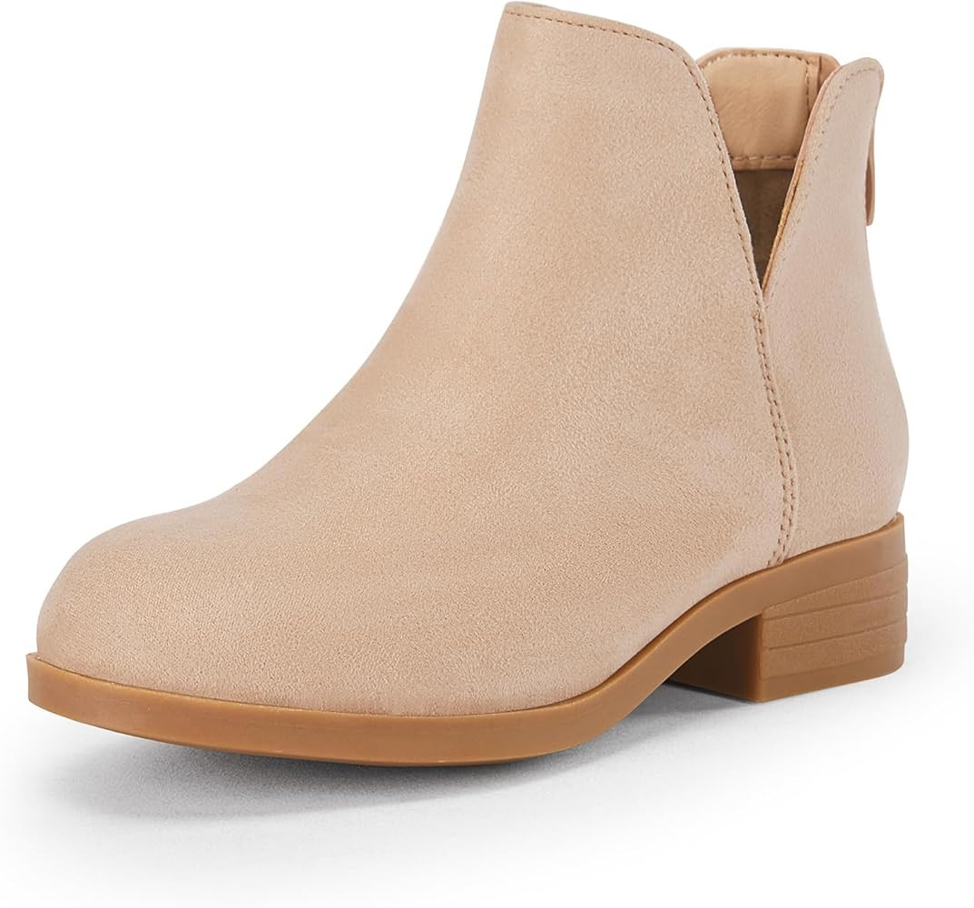 FISACE Girls Ruffled Ankle Boots V Cut Out Chunky Low Heel Dressy Western Booties | Amazon (US)