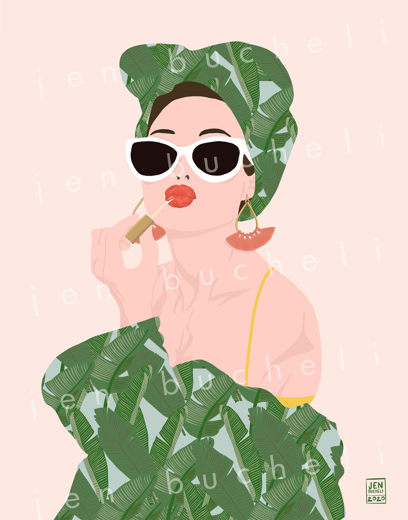 Lady With Lipstick Art Print  Minimalist Portrait  Fashion  - Etsy | Etsy (US)