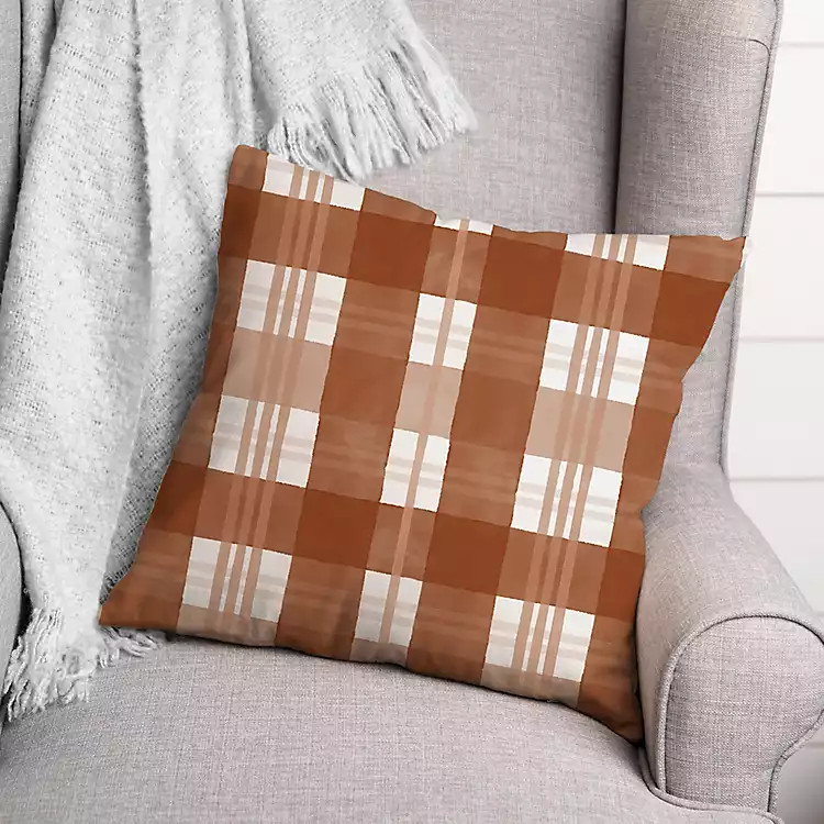 Burnt Orange Plaid Harvest Throw Pillow | Kirkland's Home
