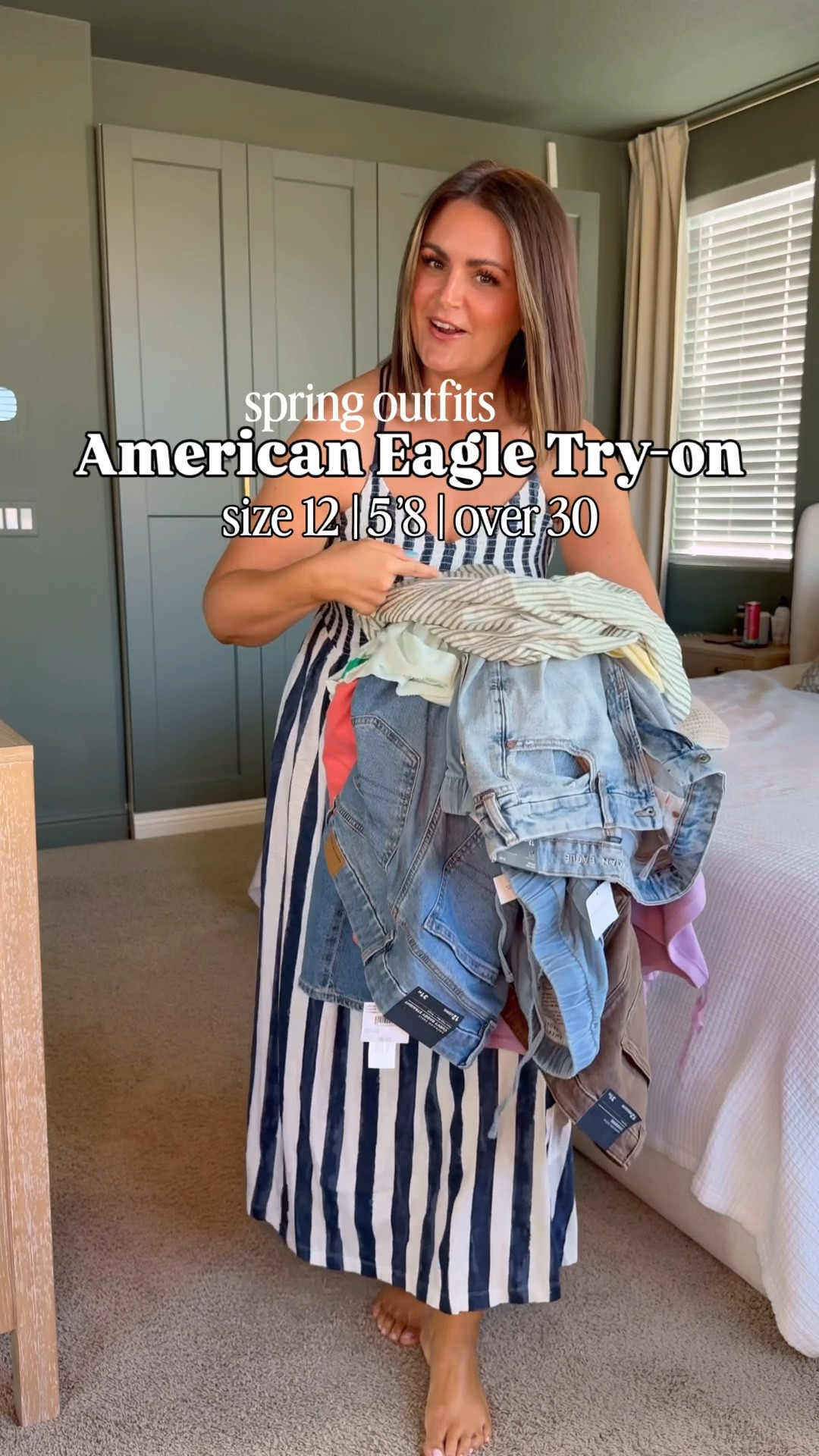 American Eagle Spring try-on
Dresses, large
Striped set, large (need XL pants)
Shirts & tanks, large
Curvy stovepipe distressed jeans, 12Long
Stovepipe brown jeans, 12Regular
Pull on jeans, large
Curvy baggy straight jeans, 12Long
Coral sweatshirt, large (need a medium)

Size 12, midsize, spring outfits, closet staples @American Eagle Outfitters @ae

#LTKstorytime #LTKSaleAlert #LTKMidsize