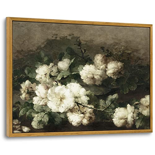InSimSea Framed Canvas Wall Art Vintage Decor, Canvas Wall Art for Living Room Bedroom Office Bathroom Picture, Vintage Flower Botanical Oil Painting Prints, Home Office Desk Decor, 12"x16" | Amazon (US)