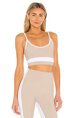 BEACH RIOT Eva Sports Bra in Taupe & White from Revolve.com | Revolve Clothing (Global)