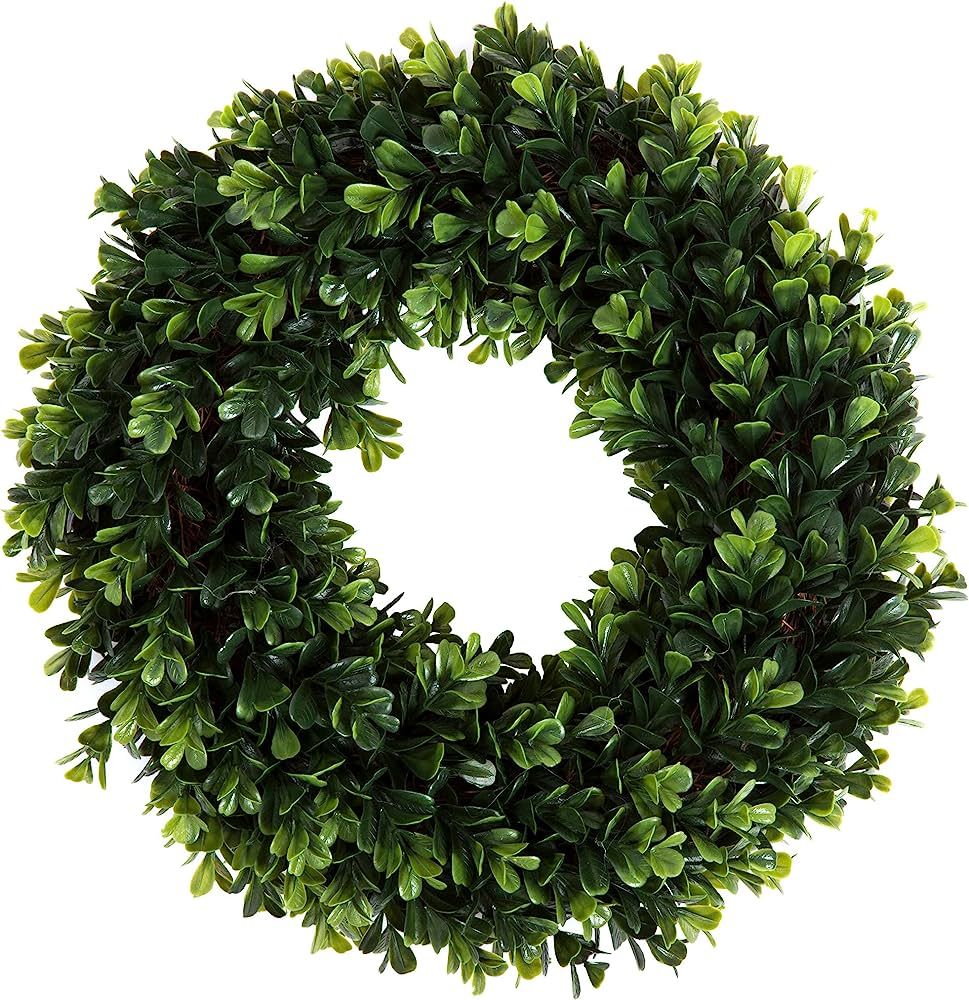 Boxwood Wreath, Artificial Wreath for the Front Door by Pure Garden, Home Décor, UV Resistant - ... | Amazon (US)