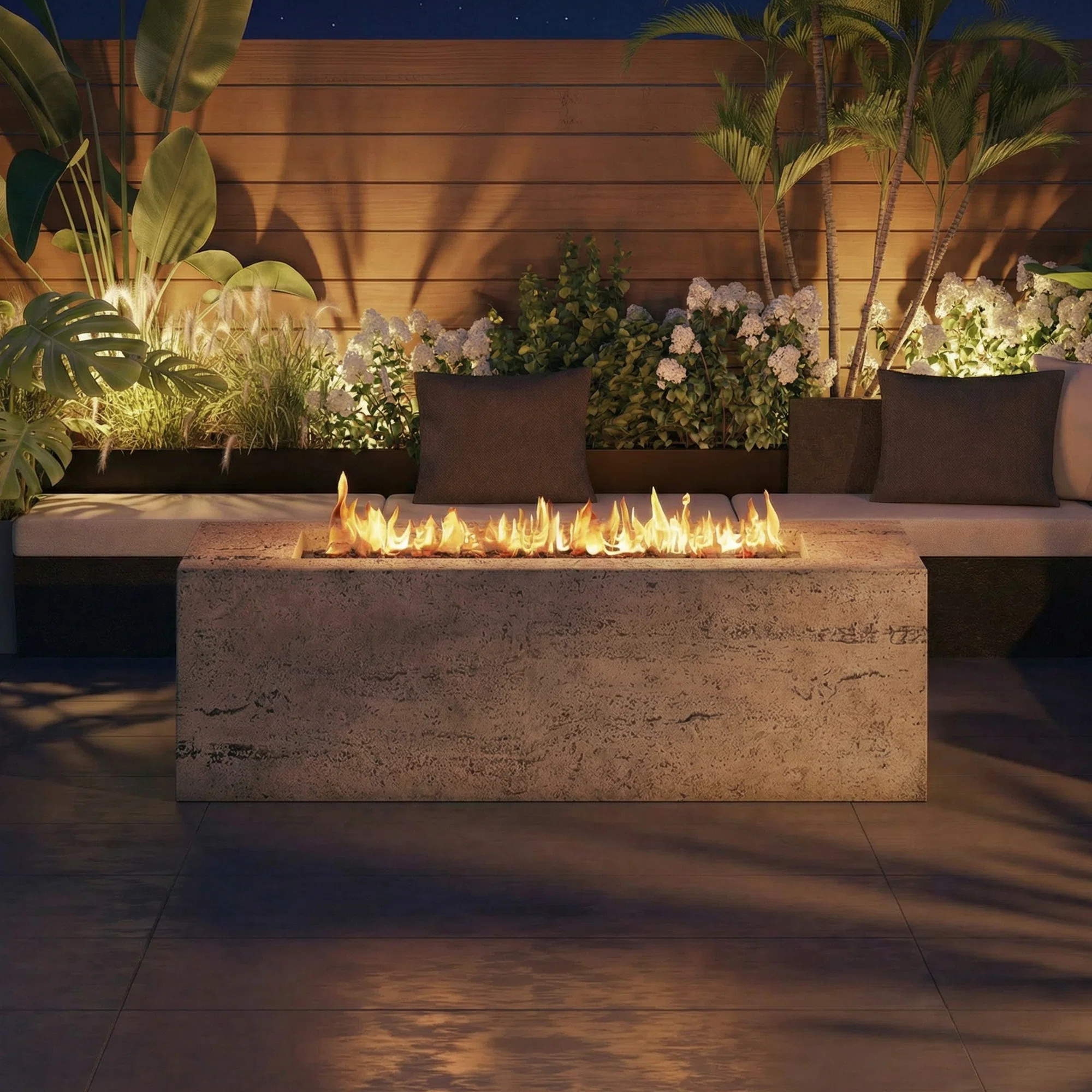 Abdel Outdoor Rectangular Propane Fire Pit with Waterproof Cover for Courtyard,Lawn,Patios | Wayfair North America