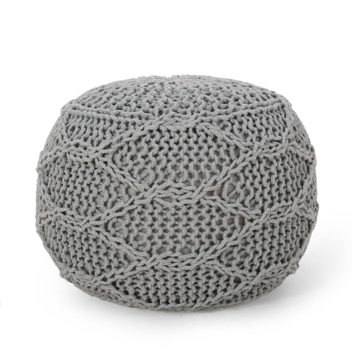 Morven Modern Knitted Cotton Round Pouf - Christopher Knight Home | Target