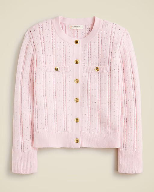 Girls' pointelle-knit cardigan sweater | J. Crew US