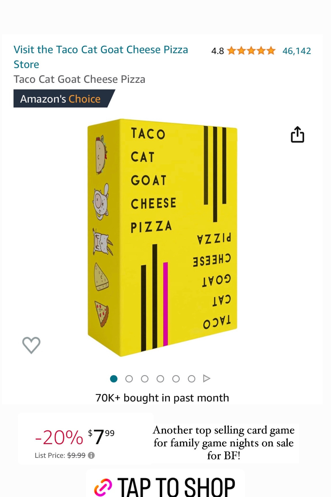 Taco goat cheese pizza card game on sale for BF! 

#LTKCyberWeek #LTKfindsunder50 #LTKGiftGuide