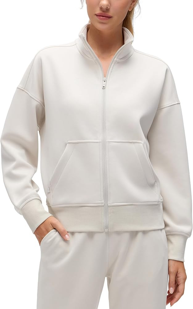CRZ YOGA SoftAura Full Zip Sweatshirt for Women - Workout Casual Zipper Funnel Neck Sweat Shirts ... | Amazon (US)