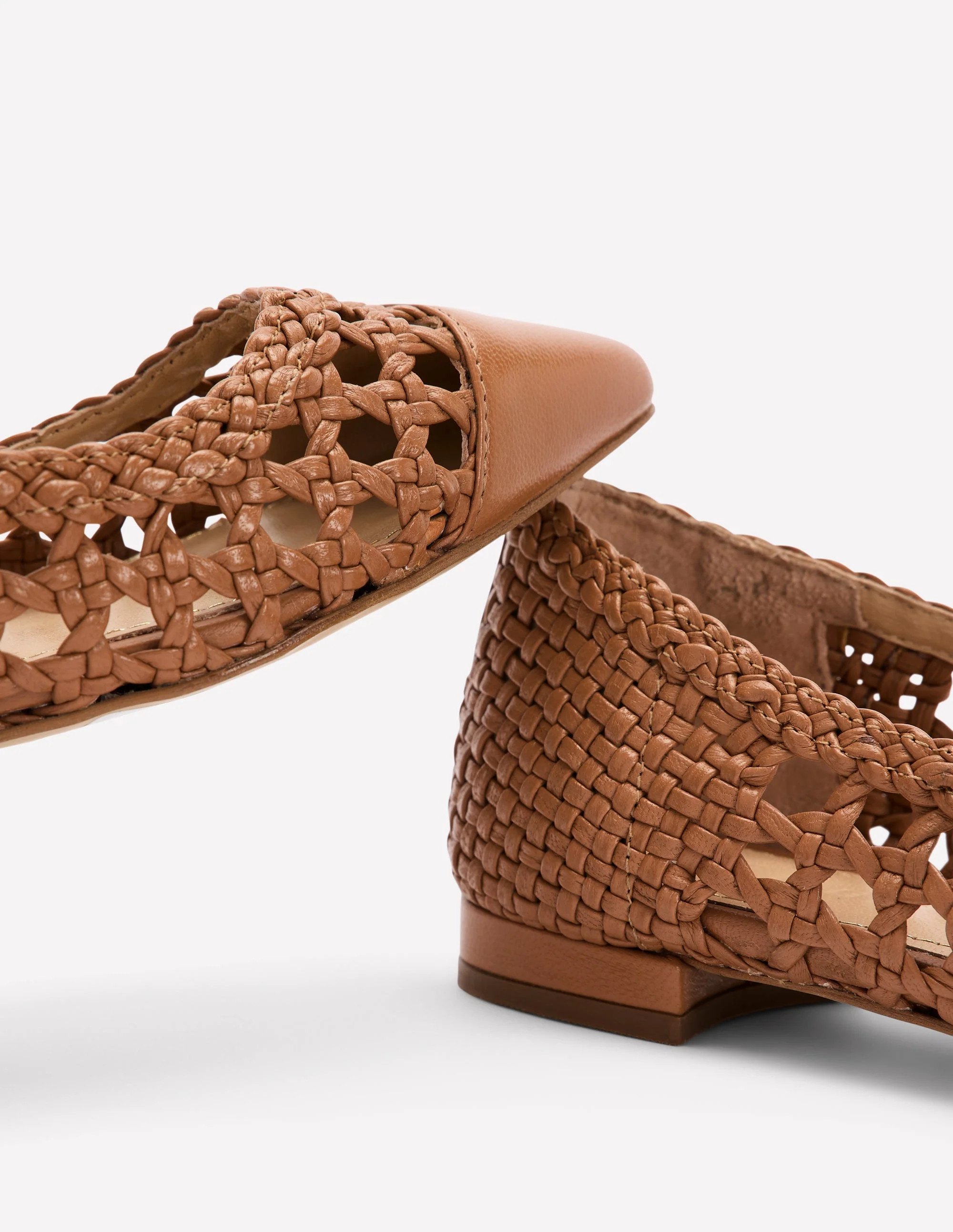 Penelope Mary Jane Flat-Tan Weave | Boden UK