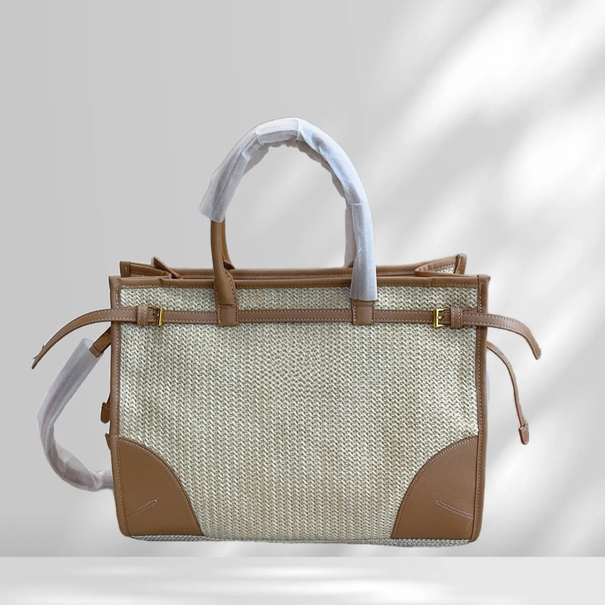 2026 Beige Beach Bag Cloth Shopping bag Tote Bag Canvas Linen Classic Striped Braid Quilted Chain... | DHGate