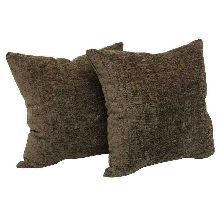 Mainstays Chenille Decorative Square Throw Pillow, 18" x 18'', Brown, 2 Pack | Walmart (US)