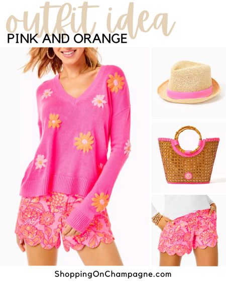Pretty in Pink! This vacation outfit is just right for fun in the sun ☀️ A floral embroidered v-neck sweater is paired with scalloped edge shorts. Add a straw hat and crossbody bag for sightseeing and shopping 🛍️ 


#LTKSeasonal #LTKstyletip #LTKtravel