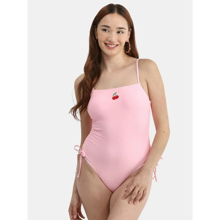 No Boundaries Cinched High Leg One Piece Swimsuit, Women's | Walmart (US)