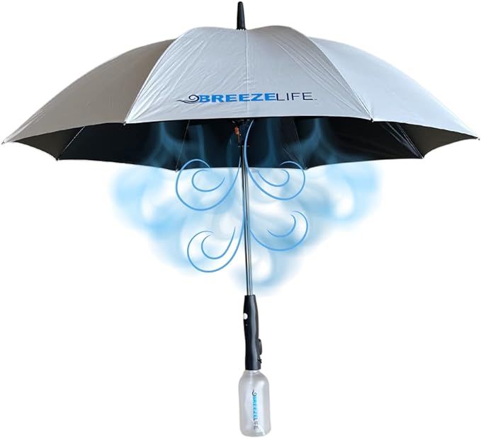 Breeze Life Mister Breeze USB Rechargeable Sun Umbrella with Built In Fan and Mister Spray for He... | Amazon (US)
