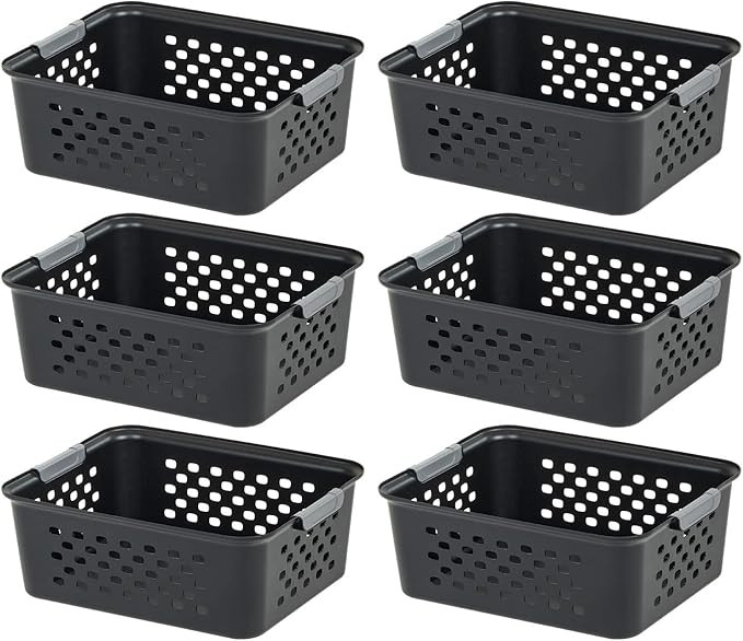 IRIS USA OSB Plastic Storage Shelf Basket/Pantry Bins-Household Organizers with Handles for -Kitc... | Amazon (US)