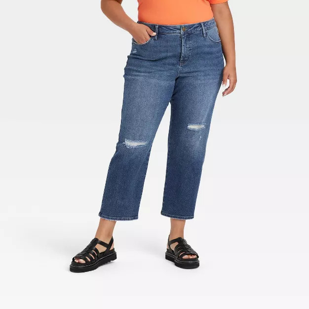 Women's Plus Size High-Rise Ankle Straight Jeans - Ava & Viv™ | Target