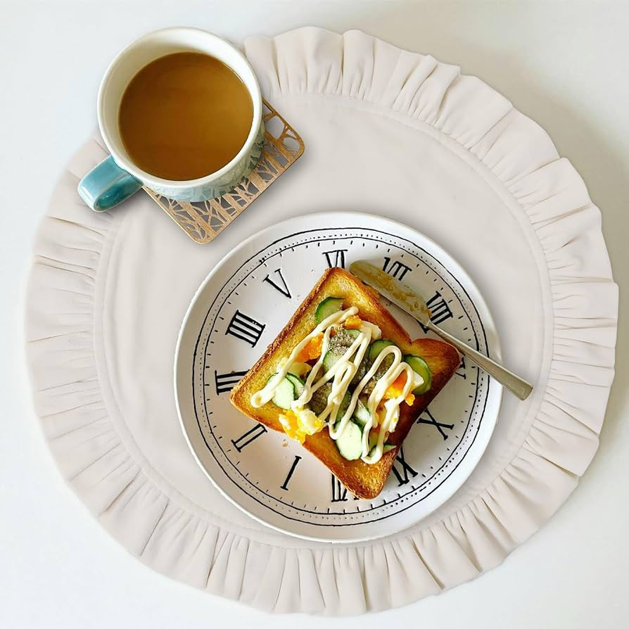 18 Inch Velvet Round Placemat with Ruffle for Dining Table Outdoor Placemats Non-Slip Washable fo... | Amazon (US)