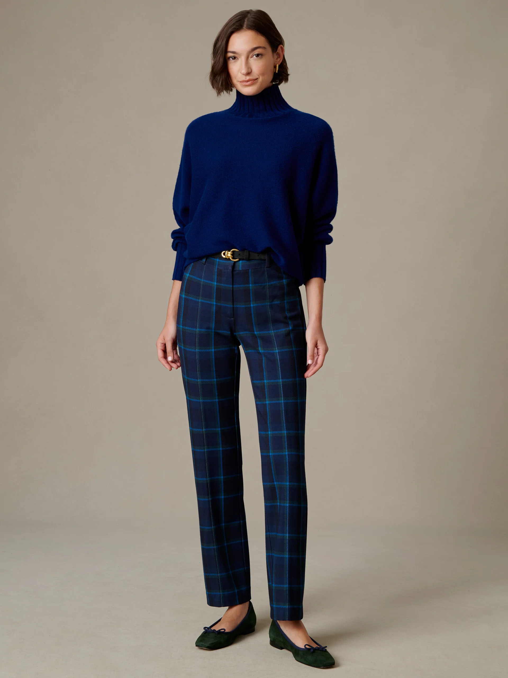 Navy/Green/Blue Stadium Plaid Ynez Pants | Women's Pants | J.McLaug... | J.McLaughlin
