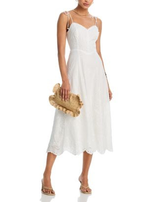 AQUA Eyelet Sweetheart Midi Dress - Exclusive | Bloomingdale's Women | Bloomingdale's (US)