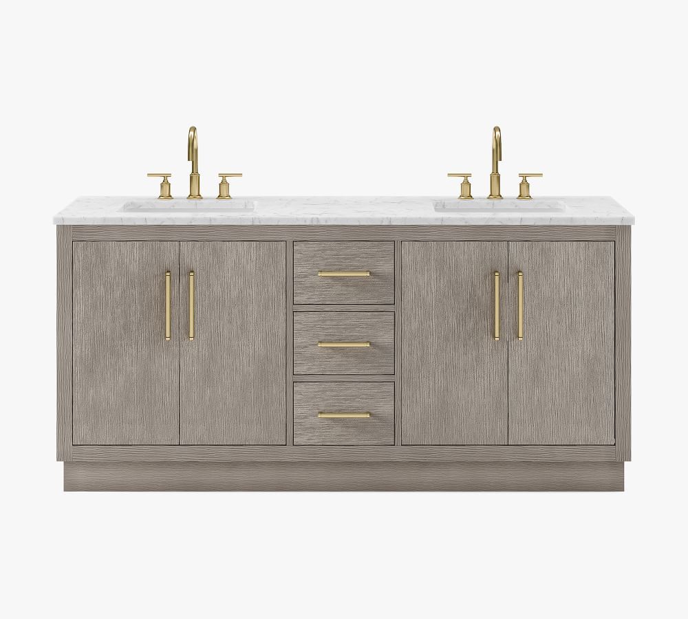 Gray Oak/Satin Gold Durant Double Sink Vanity, 72&amp;quot; | Pottery Barn (US)