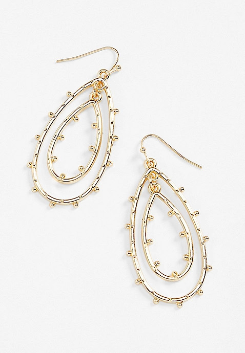 Gold Studded Double Teardrop Earrings | Maurices