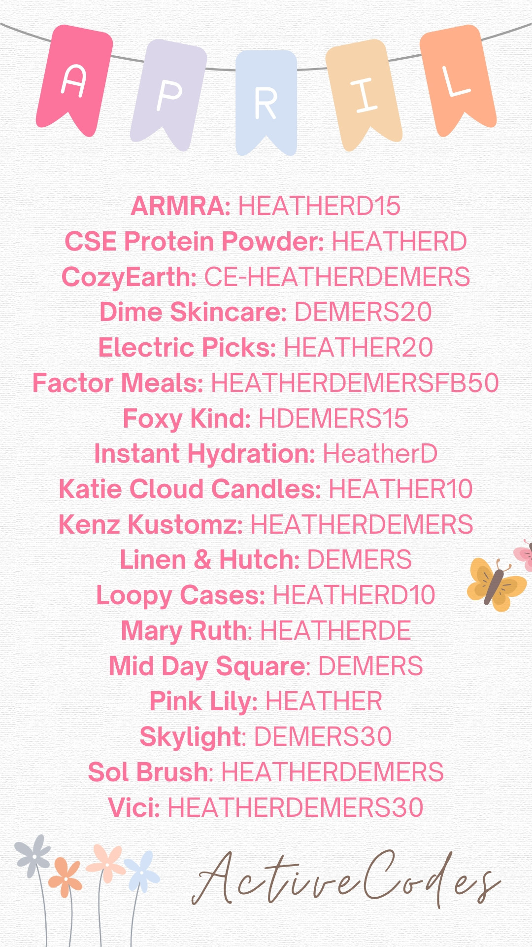 Discount codes for the month of April! 🫶🏻

 

 