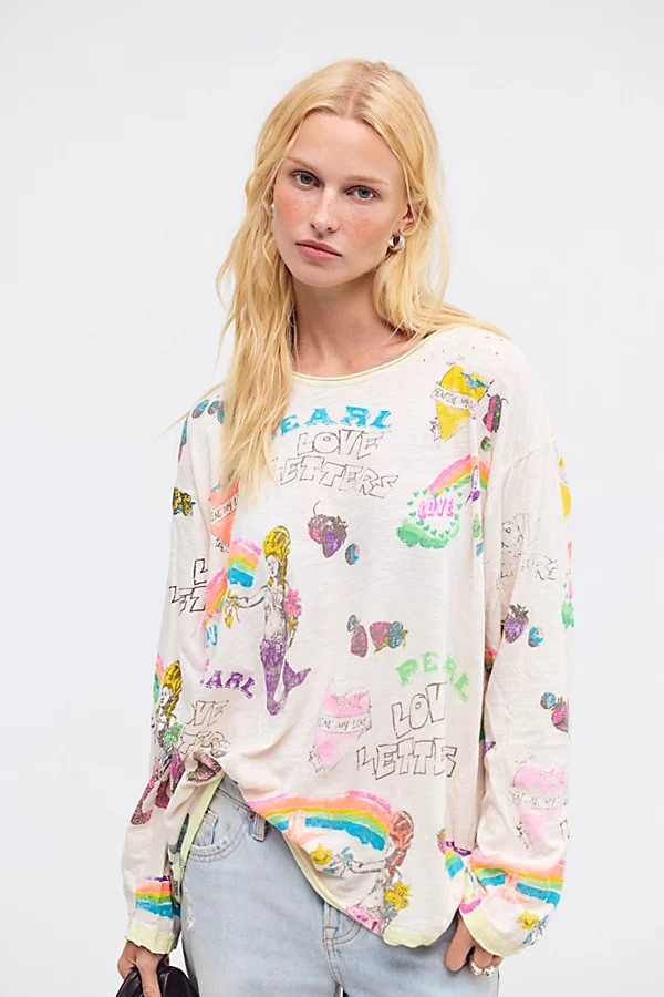 Magnolia Pearl Love Letters Graffiti Viggo Long-Sleeve Top | Free People (Global - UK&FR Excluded)