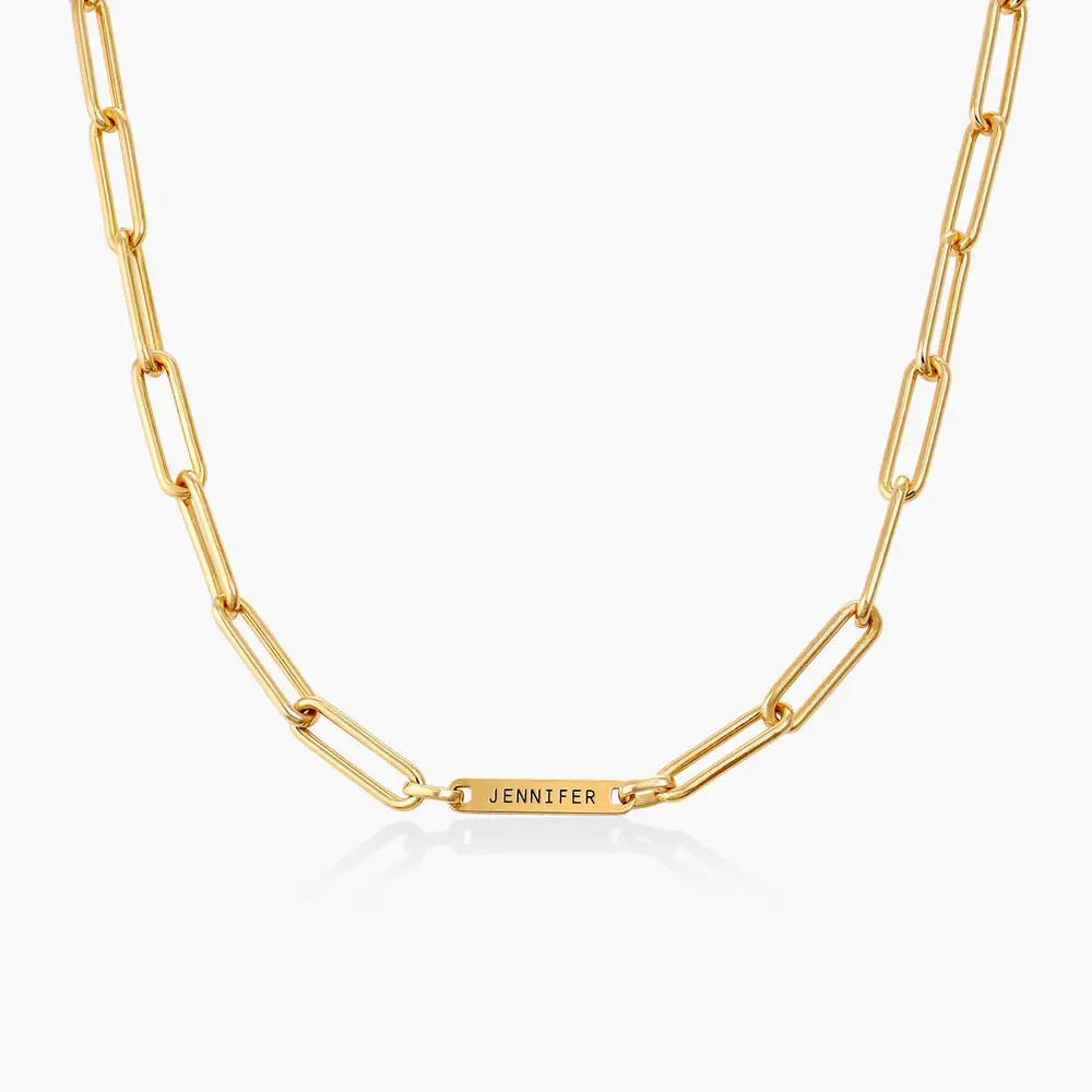 Ivy Name Paperclip Chain Necklace - Gold | Oak & Luna (US)