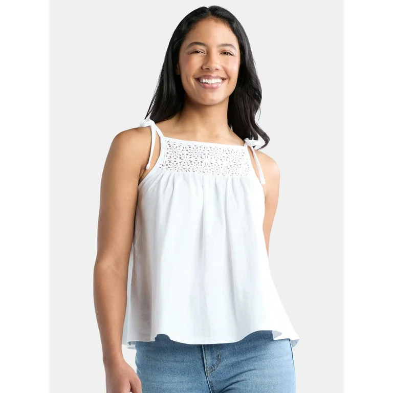 Time and Tru Women's Cotton Crochet Tank Top, Sizes XS-XXXL | Walmart (US)