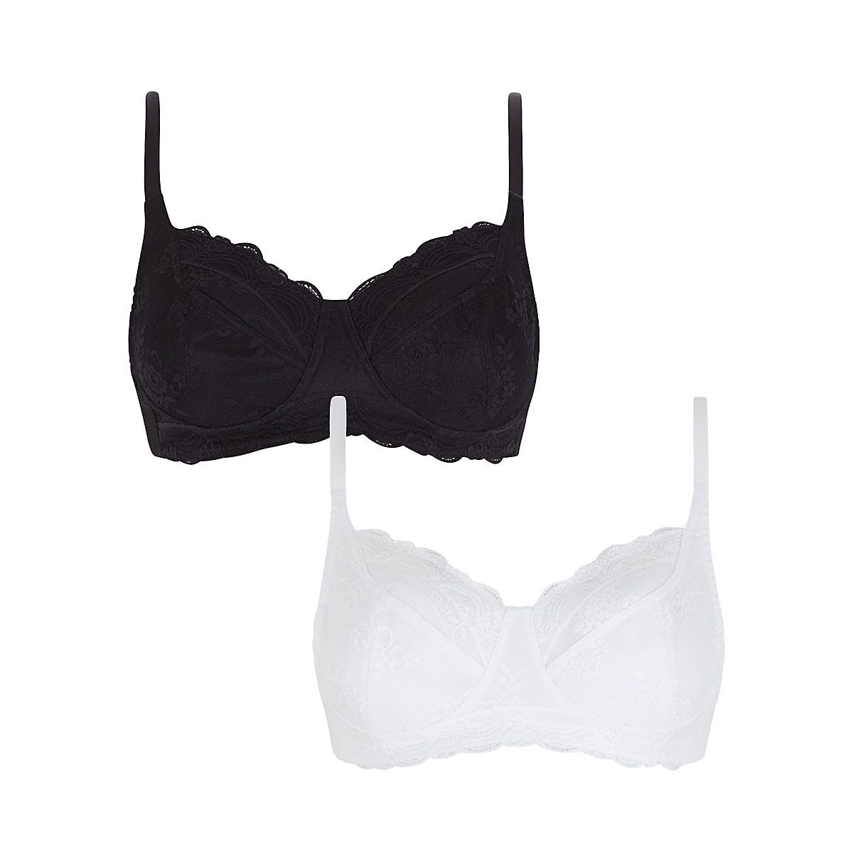 black and white lace soft cup maternity bras - 2 pack | Mothercare (UK)