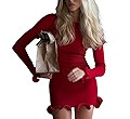 Women Y2k Long Sleeve Knit Mini Dress - Vintage Slim Fit Rolled Edge Fairy Grunge Bodycon Party D... | Amazon (US)