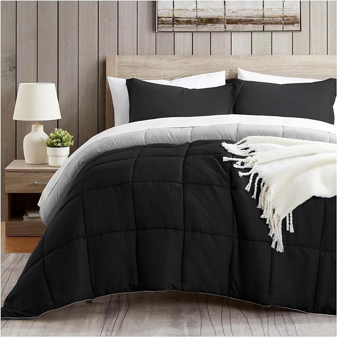 satisomnia Twin Comforter Set Grey Black, Lightweight Comforters Twin Size Bed, Soft Breathable D... | Amazon (US)