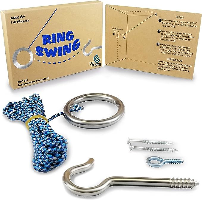 Hook and Ring Swing DIY Kit Stainless Steel Hardware and Nylon String Ring Toss Game Indoor – O... | Amazon (US)