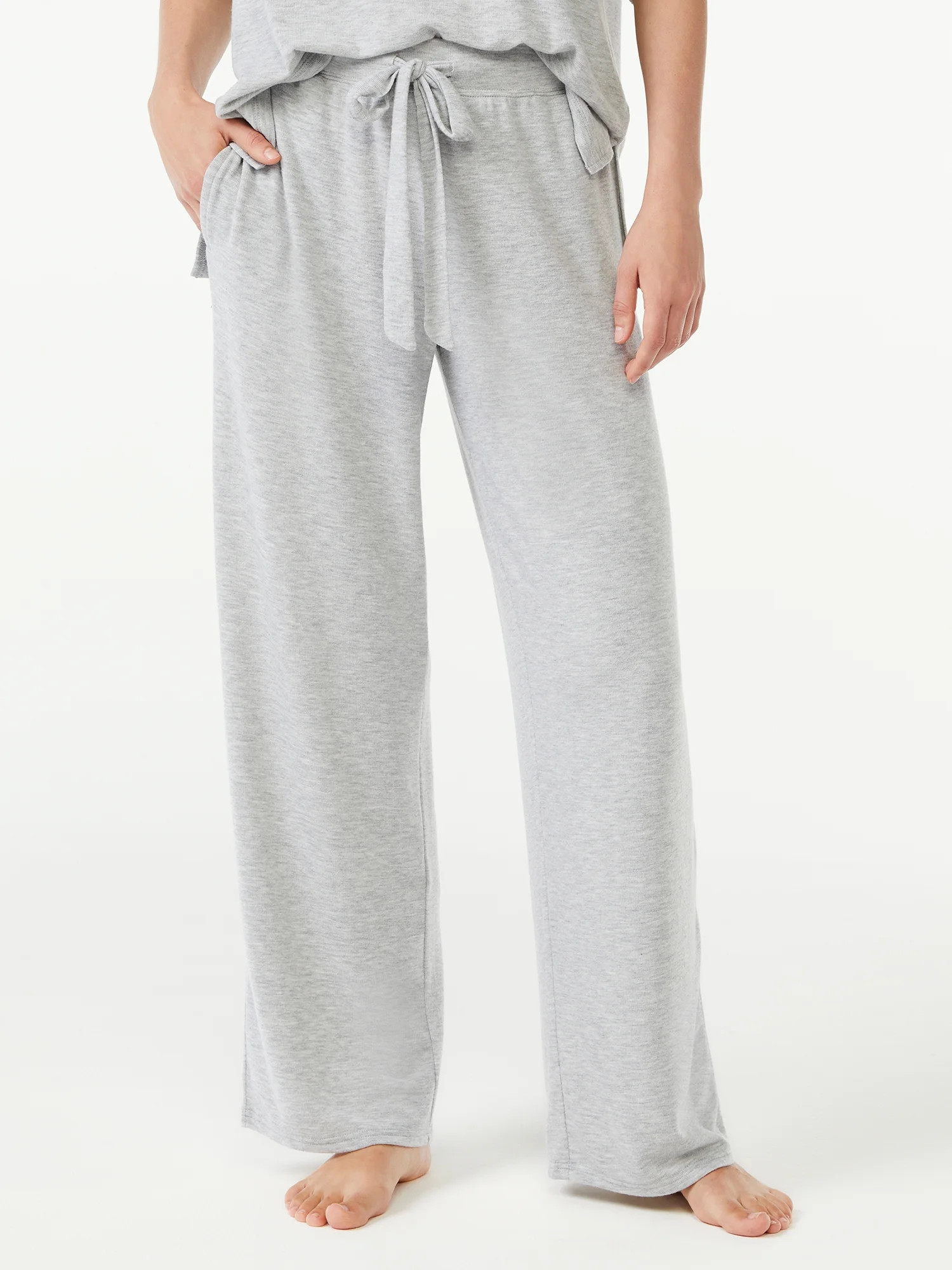 Joyspun Women's Hacci Knit Wide Leg Pajama Sleep Pant, Sizes up to 3X | Walmart (US)