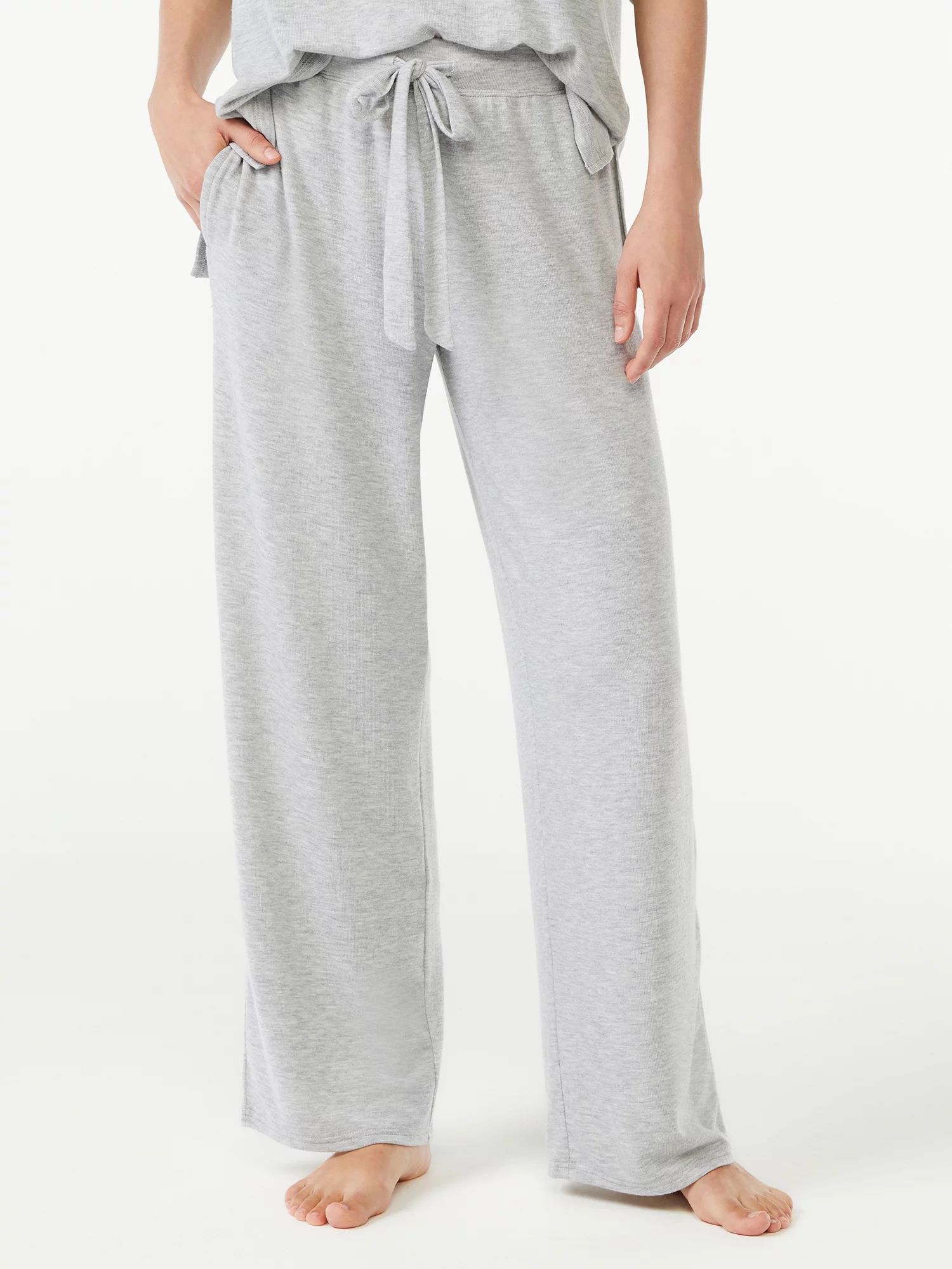 Joyspun Women's Hacci Knit Wide Leg Pajama Sleep Pant, Sizes up to 3X - Walmart.com | Walmart (US)