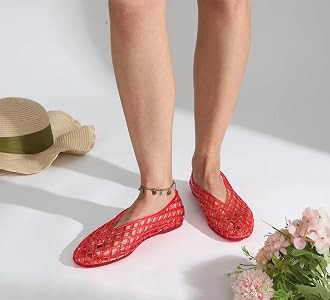 LUCKY STEP Women's Jelly Ballet Flats Mesh Casual | Amazon (US)