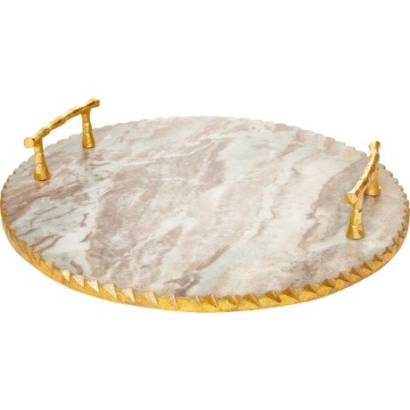 American Atelier Marble Tray with Handles - 14.96x14.96x2.36” | Sierra