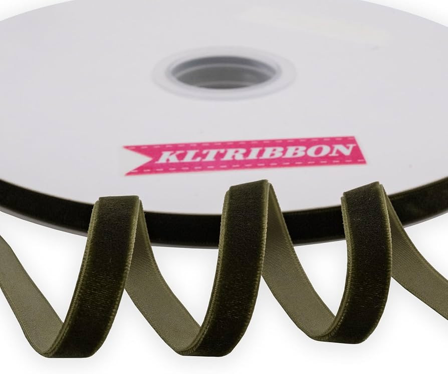 Nylon Velvet Ribbon Single Faced,3/8 Inch X 25Yards Spool (Moss Green) | Amazon (US)