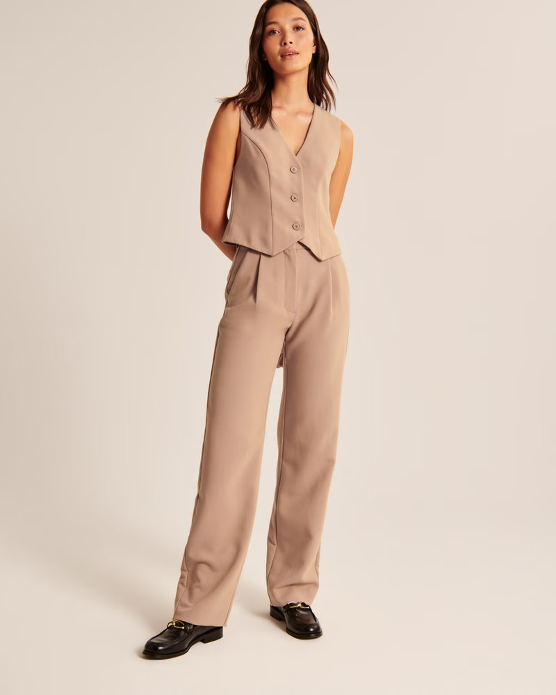 Tailored Relaxed Straight Pant | Abercrombie & Fitch (US)