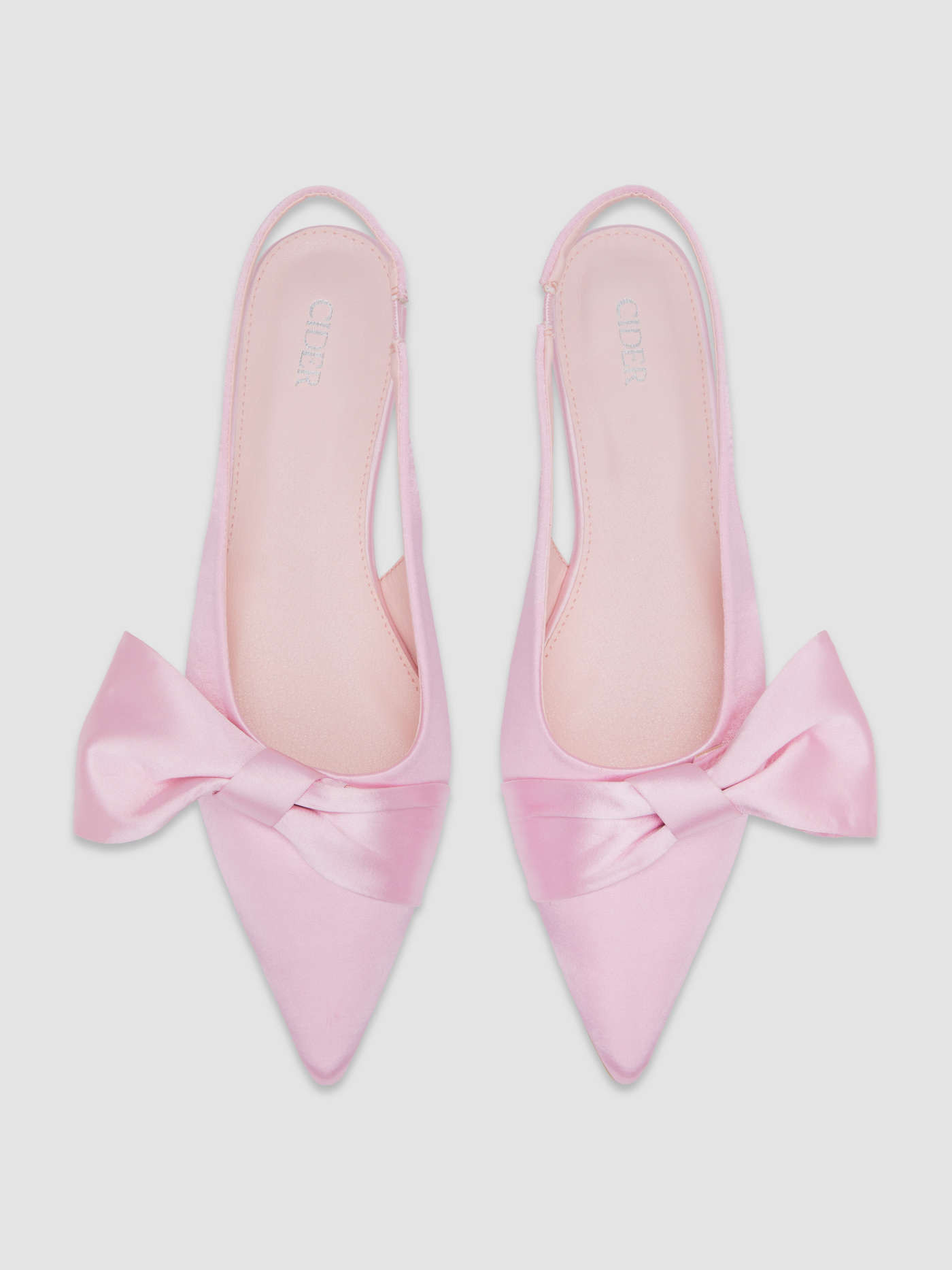 SATIN BOWKNOT SLINGBACK FLATS | Cider