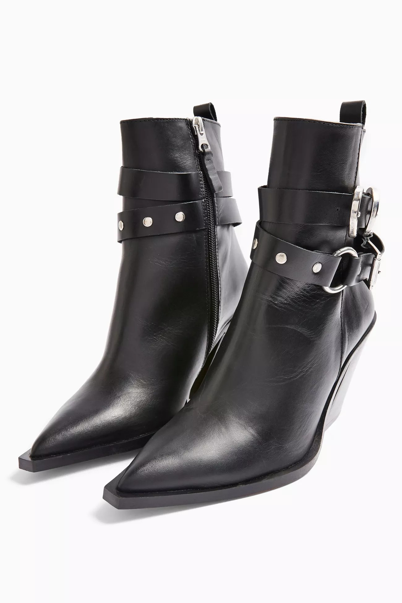 HADRIA Leather Black Western Boots | Topshop UK