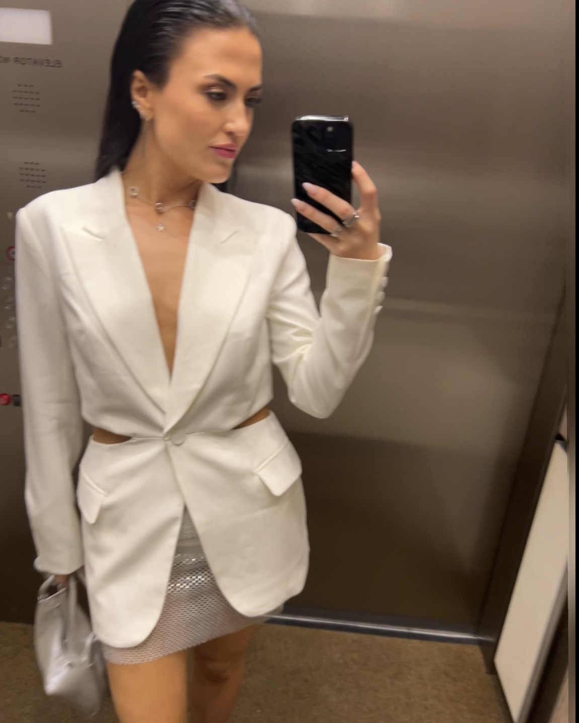 Such a fun look for a night out. I really wanted a chain look for the skirt but could only find a shirt- so I’m actually wearing a top as my bottoms. I had to constantly readjust my fit but felt it was well worth it for the look. 
Blazer is on sale now!! Such a great piece to dress up or down. 
This bag from JULES KAY is so FANTASTIC!




#LTKStyleTip #LTKItBag #LTKSaleAlert