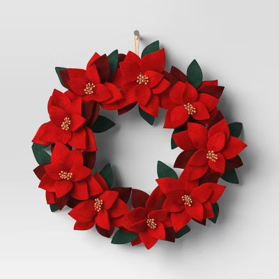 Christmas Fabric Poinsettia Wreath Decor - Wondershop™ | Target