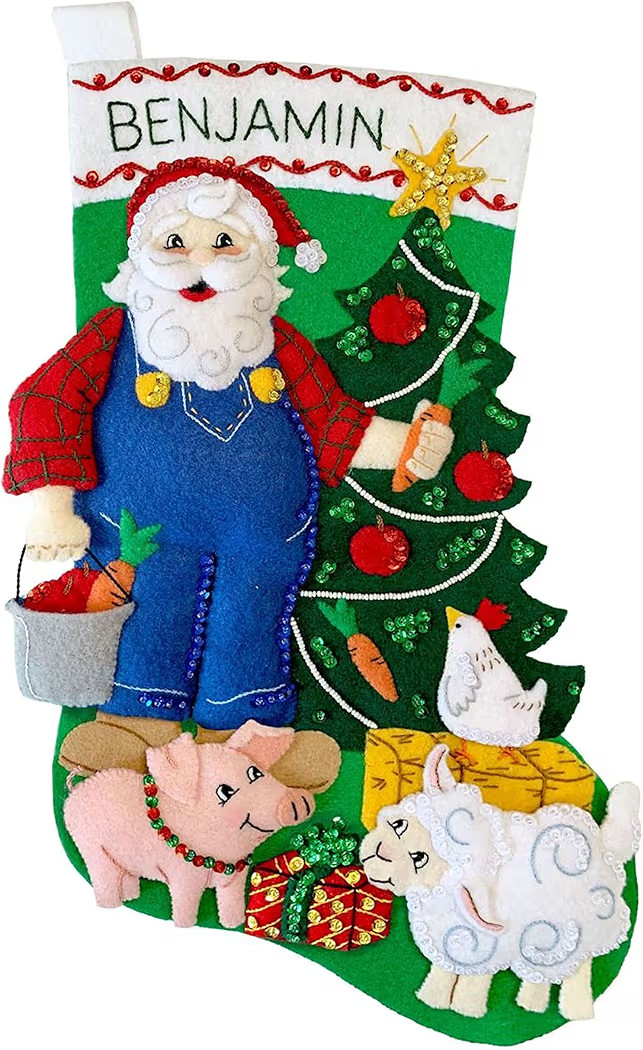 MerryStockings Country Christmas 18" Felt Stocking Kit – DIY Holiday Craft with Pre-Stamped Fel... | Amazon (US)