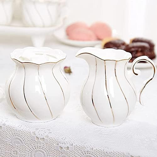 Amazon.com | DUJUST White Cream & Sugar Set, Luxury British Design in Golden Trims, 1 Sugar Bowl ... | Amazon (US)