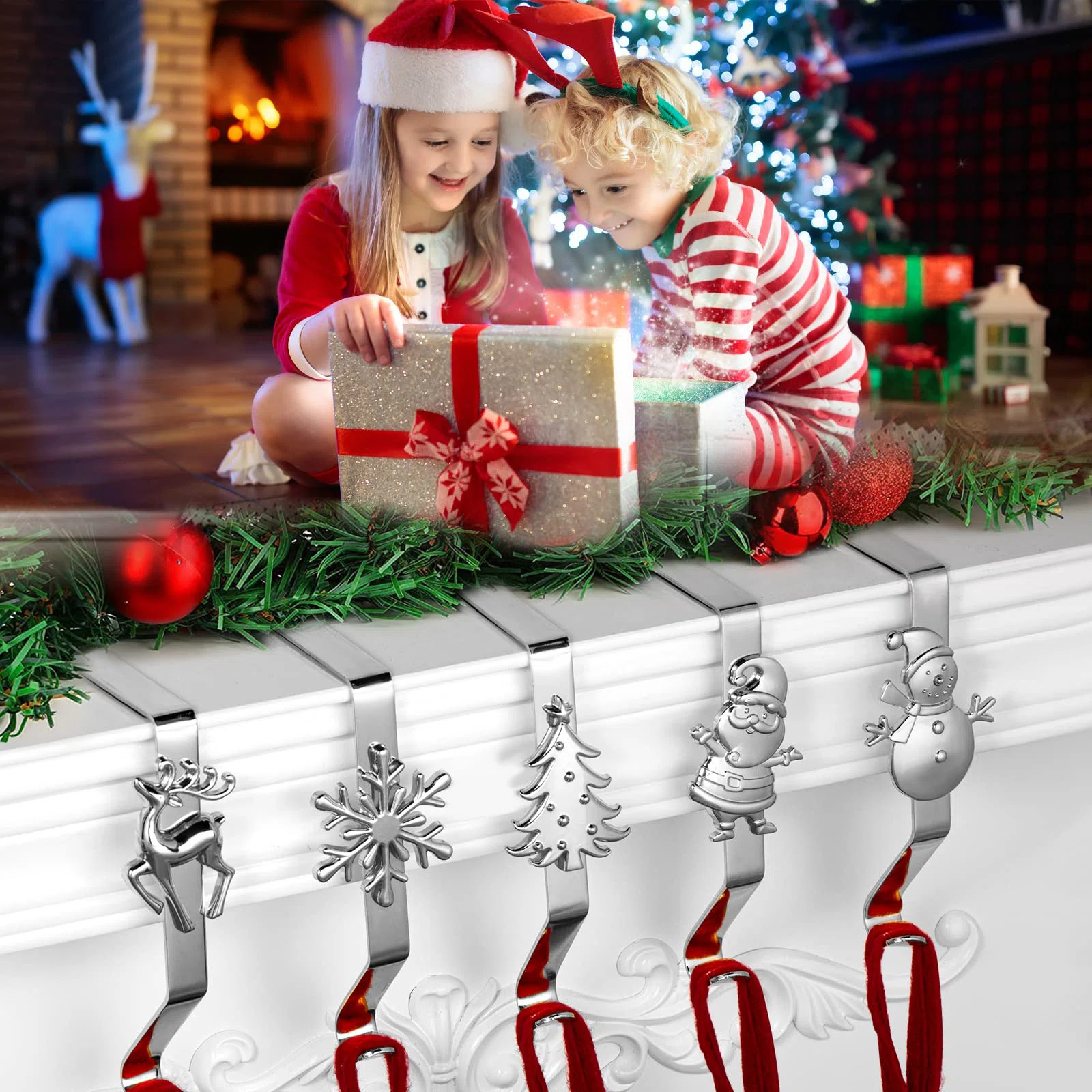 Stocking Holders For Mantle, Set Of 5 Christmas Stocking Holders For Fireplace, Stocking Hangers ... | Wayfair North America