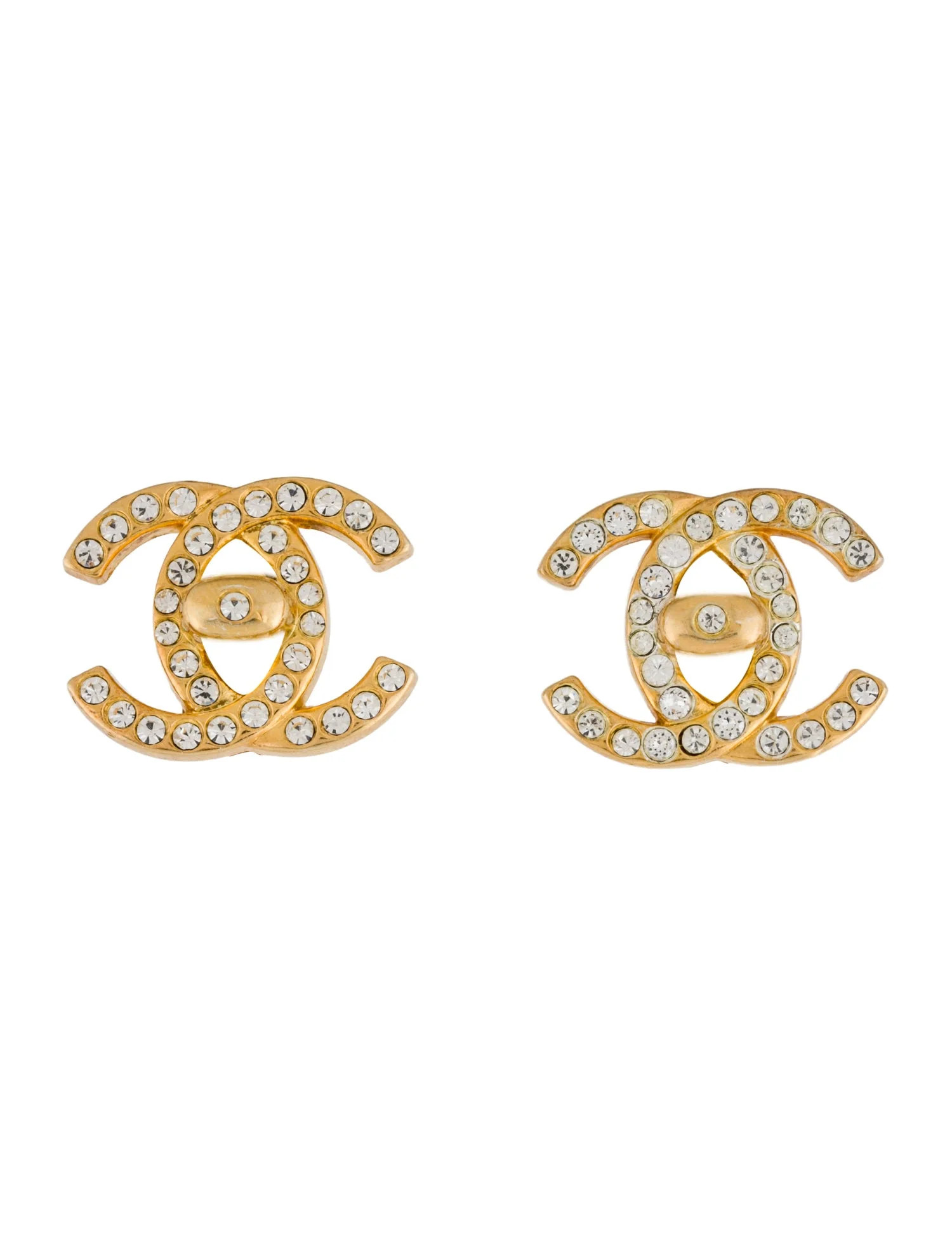 Chanel Vintage Strass CC Turnlock Clip-On Earrings - Clear Clip-On, Earrings - CHA1386232 | The R... | The RealReal