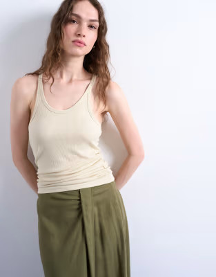 Topshop premium racer vest in ivory | ASOS | ASOS (Global)